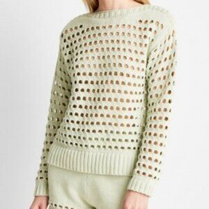 Jenee Naylor Crewneck Open Stitch Sweater NWT Future Collective Light Green